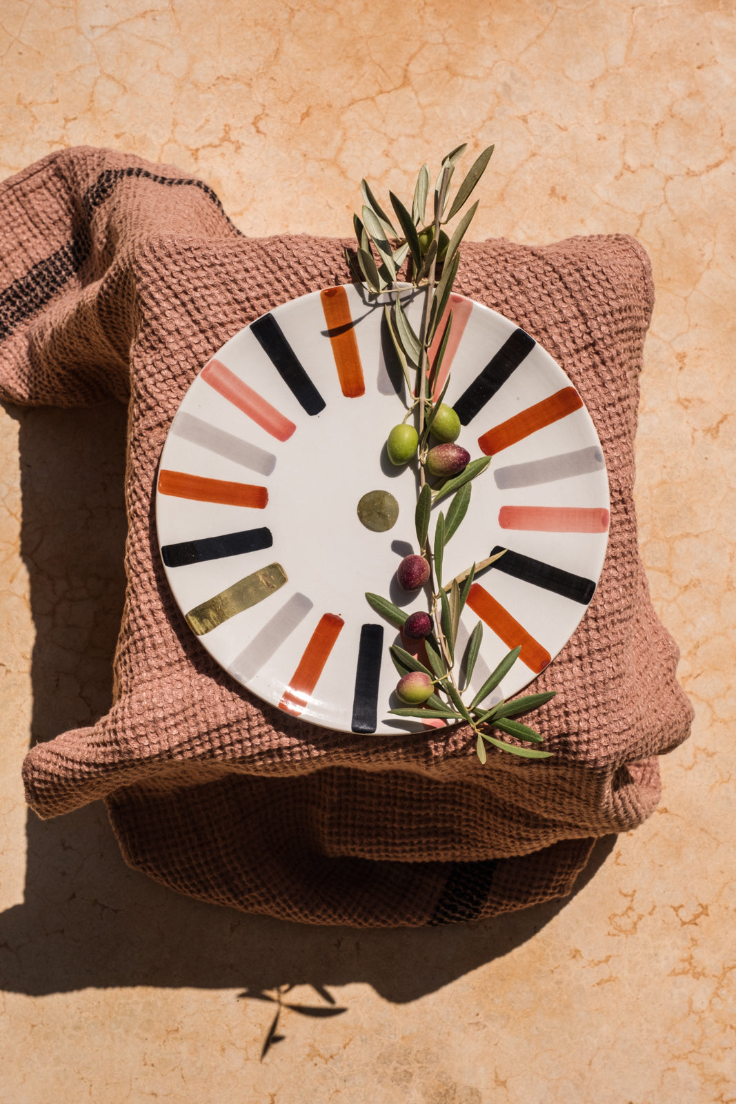 Ourika Marsala Stripped Ceramic Plate