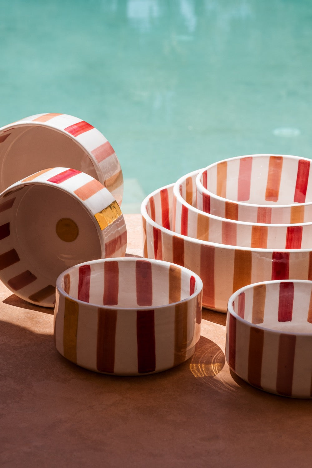 Ourika Striped Ceramic Dish Orange