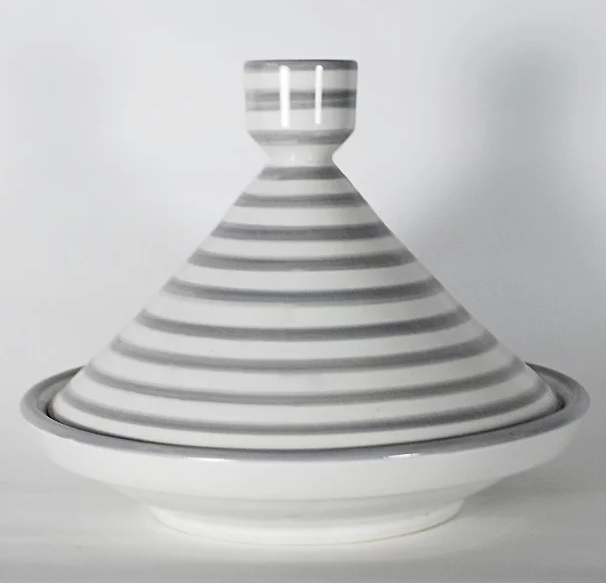 Tajine Serving Dish Stripes Large Grey