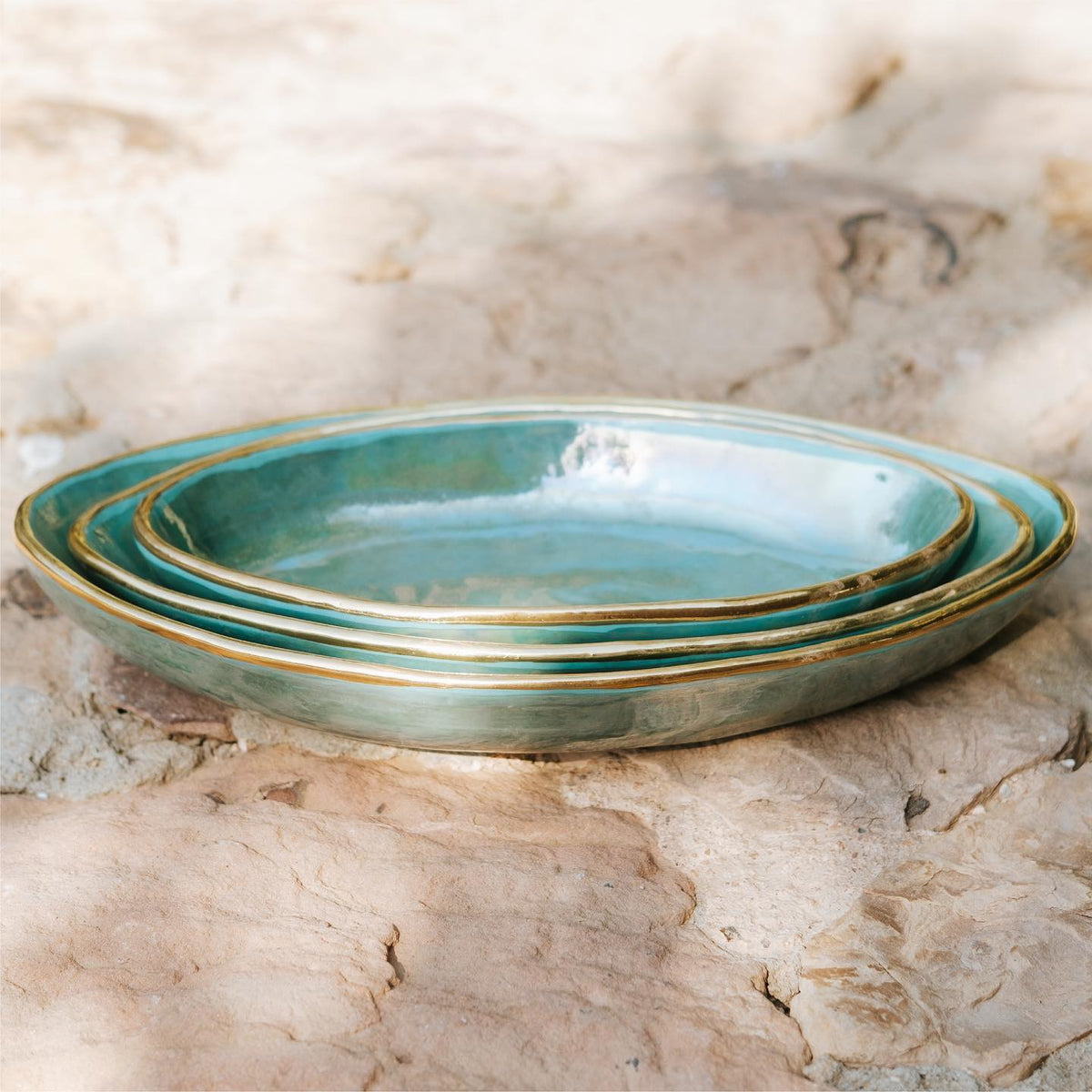 Oval Serving Mint Blue Set of 3