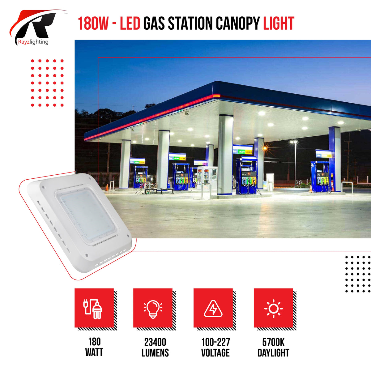 180W LED Gas Station Canopy Light