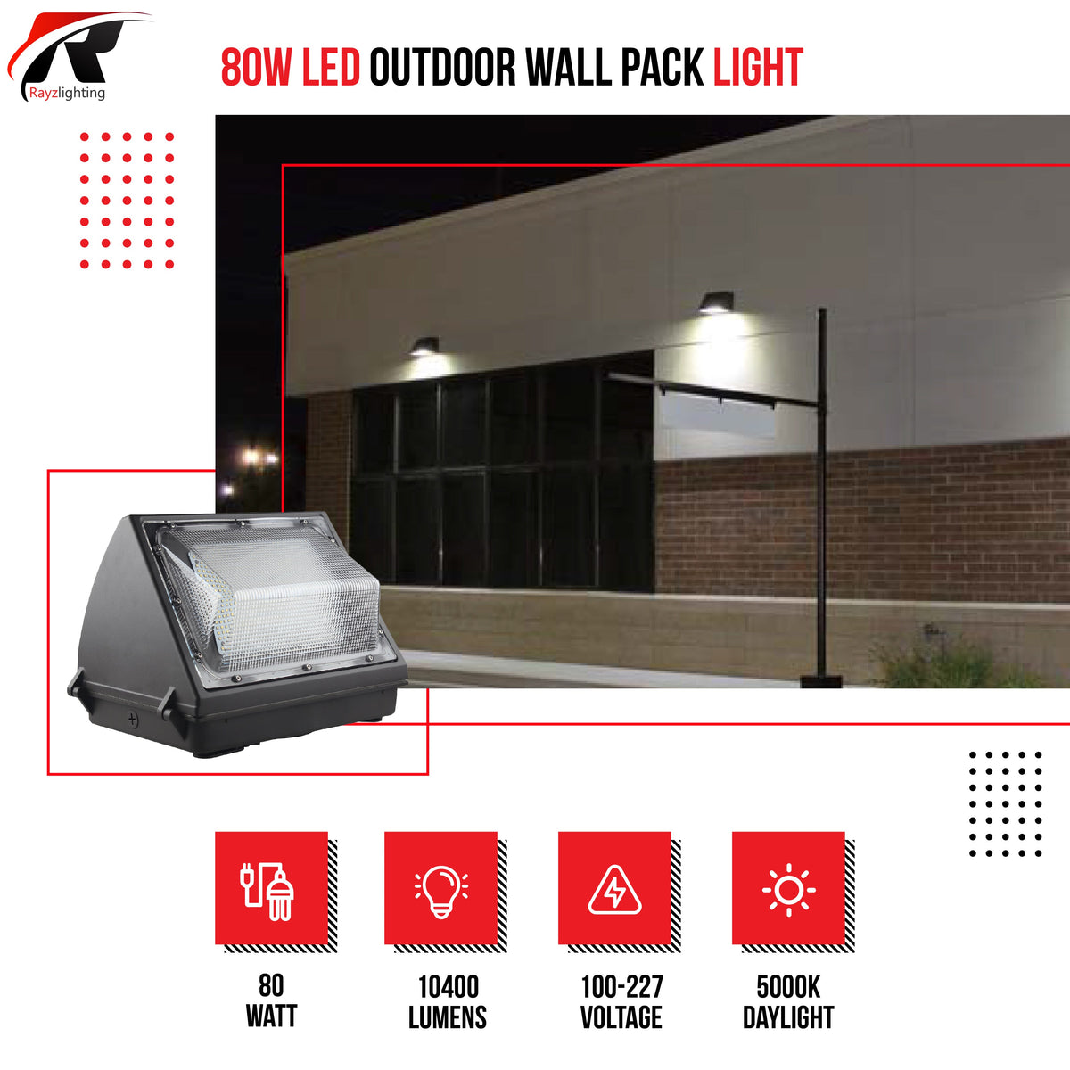 80W LED Wall Pack Light