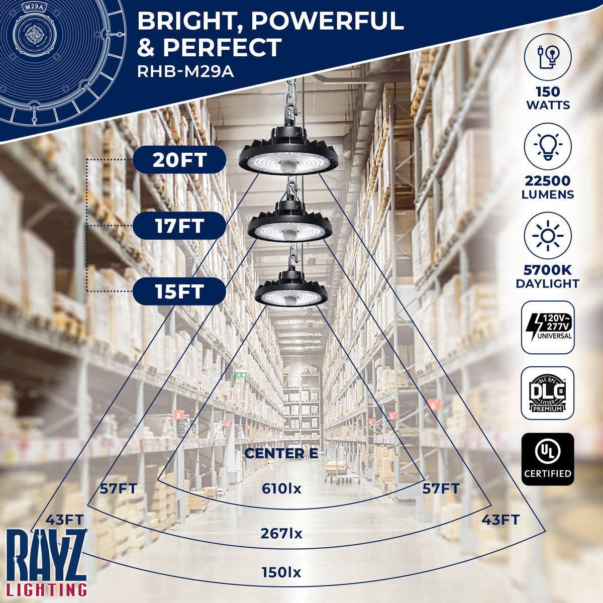 150W LED UFO High Bay Light Fixture