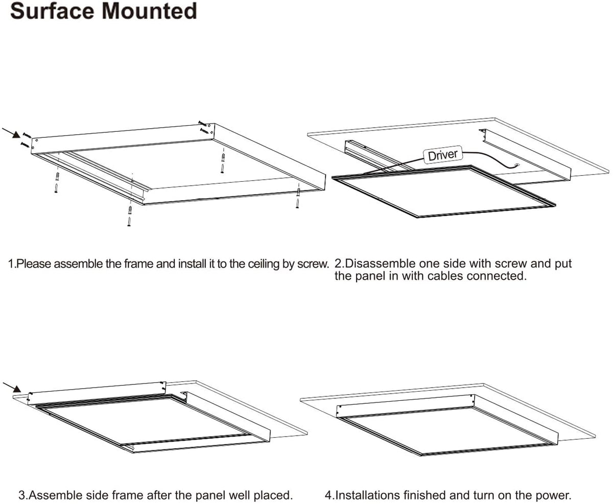 Surface Mount Kit for 2x2FT LED Troffer Flat Panel Drop Ceiling Light - Rayz lighting INC 01