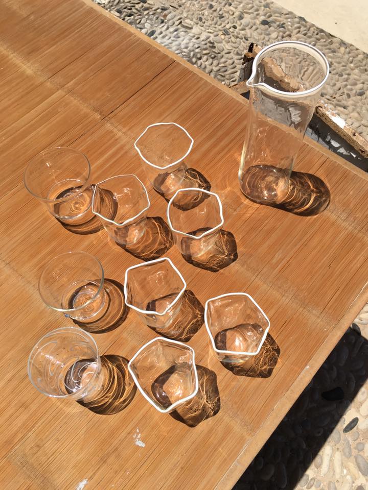Transparent Carafe with white line on top
