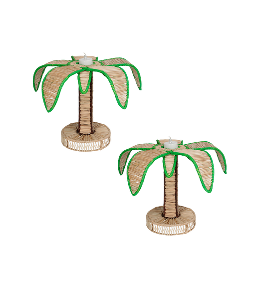 Set of 2 Palmera Candle Holders