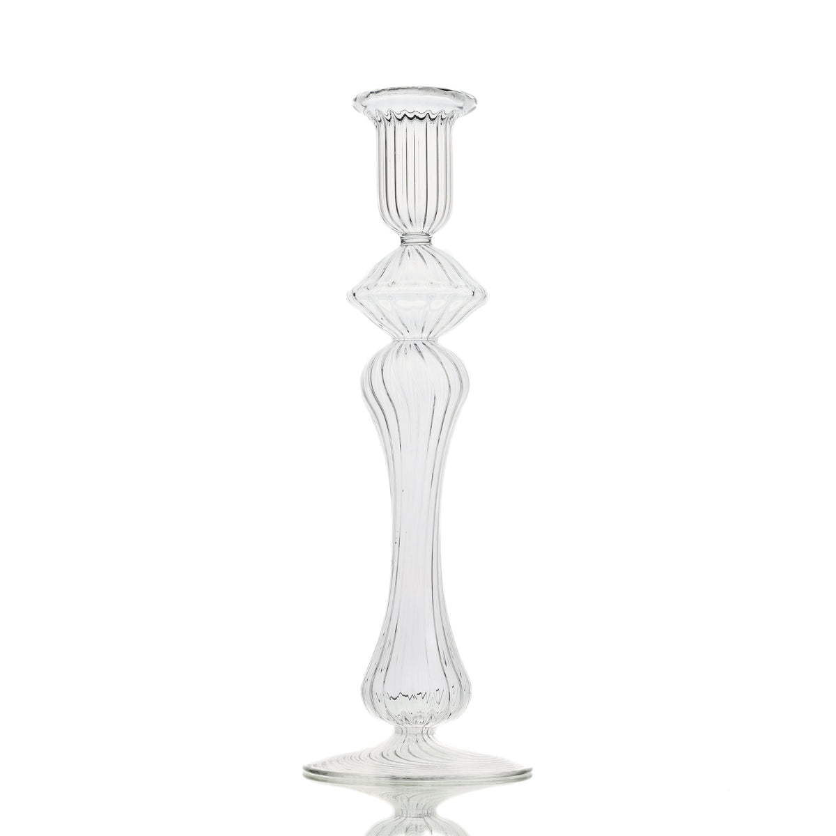 Candle Holder Striped Transparent