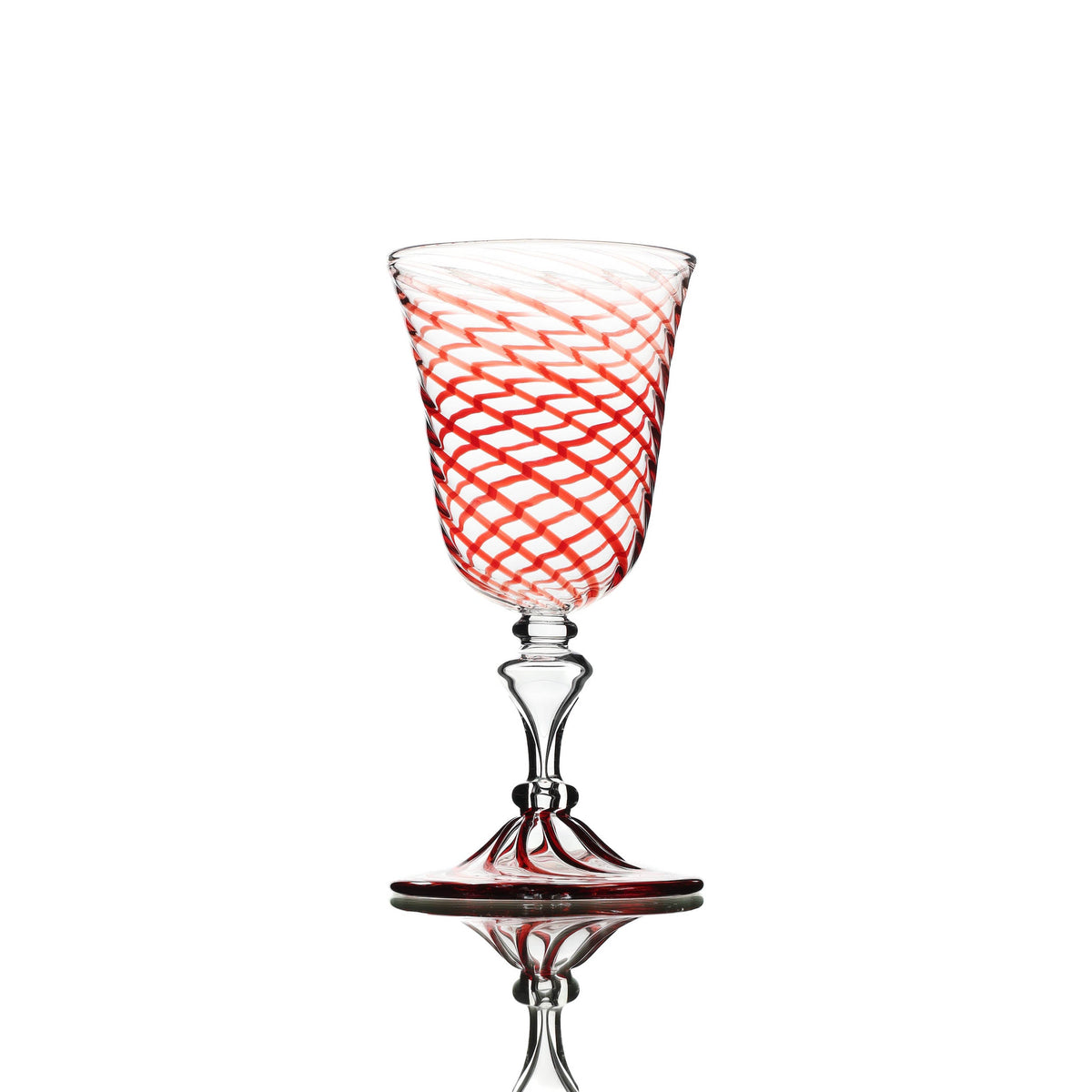 Striped Wine Glass Red Set of 6