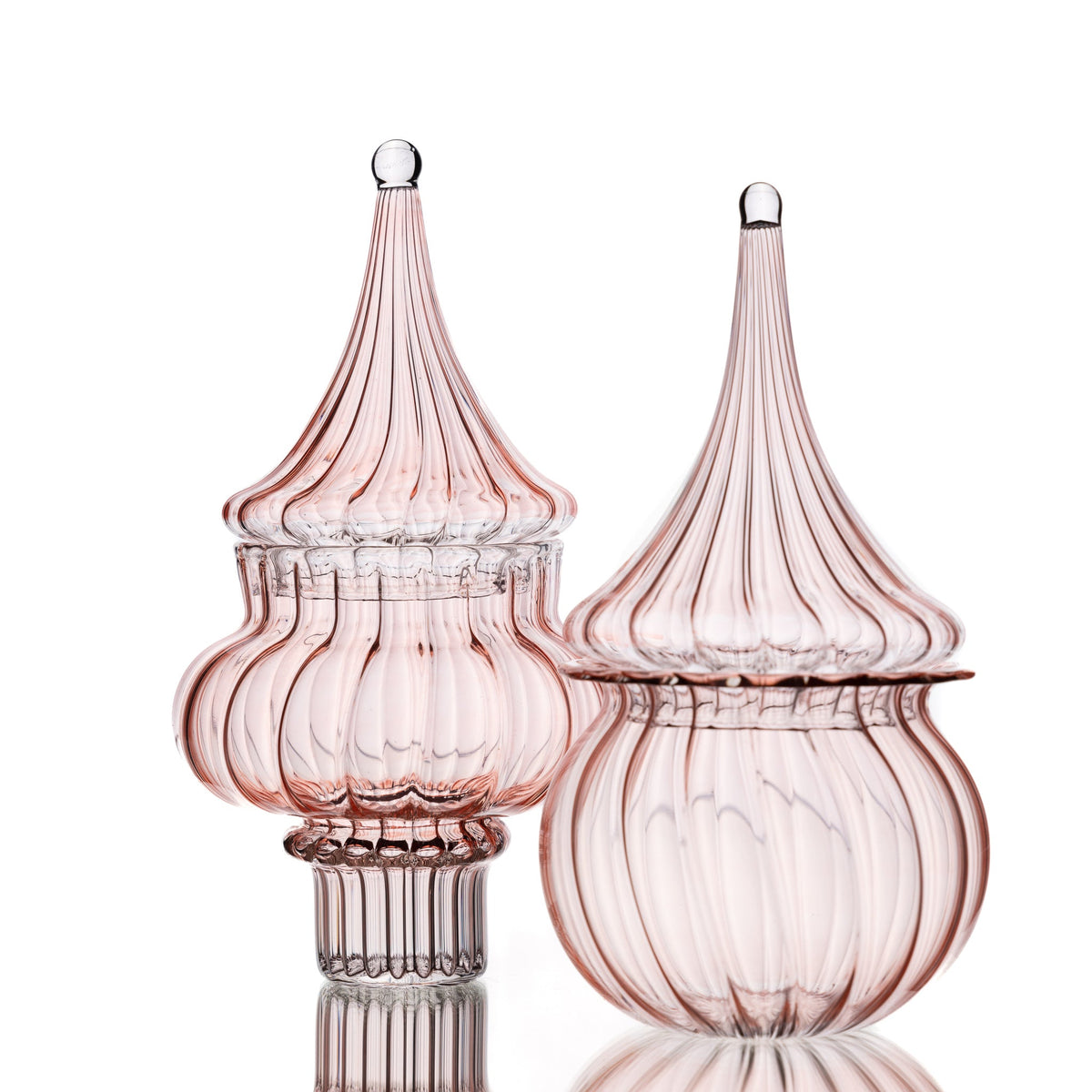 Ribbed Glass Jar set of 2