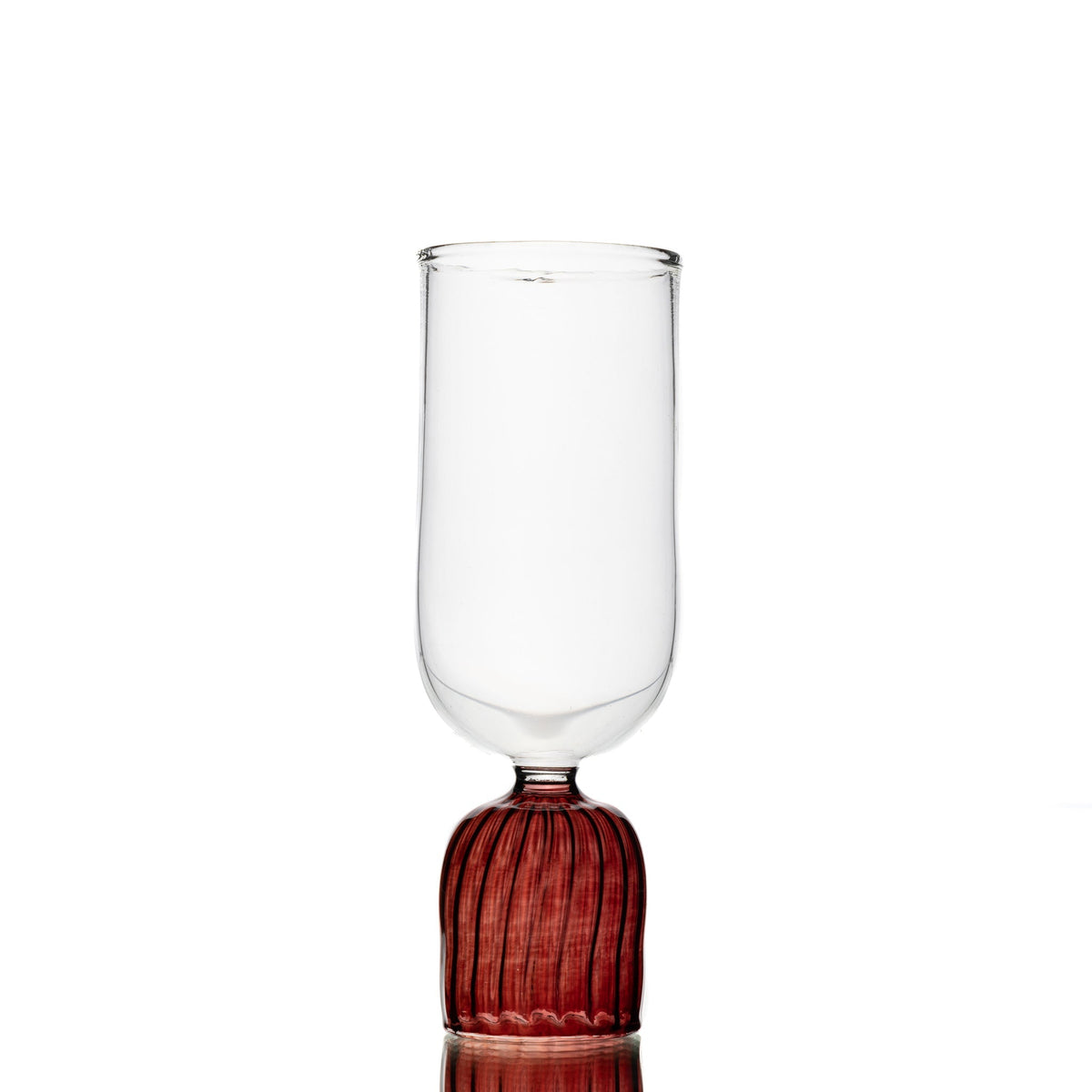 Burgundy Ribbed Footed Tumbler Glass Set of 6