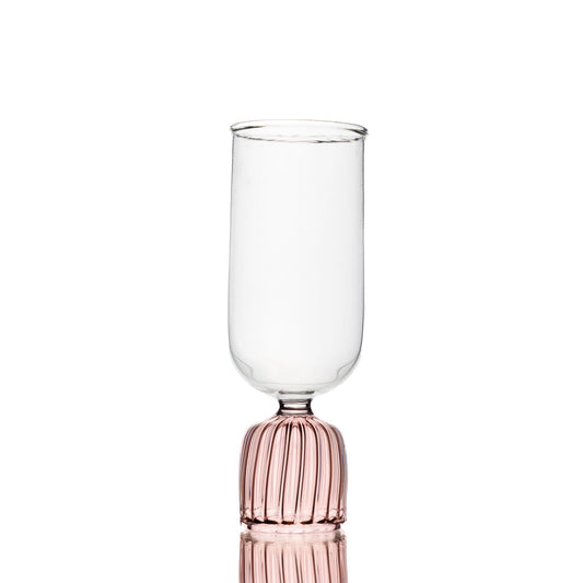 Nude Ribbed Footed Tumbler Glass Set of 6