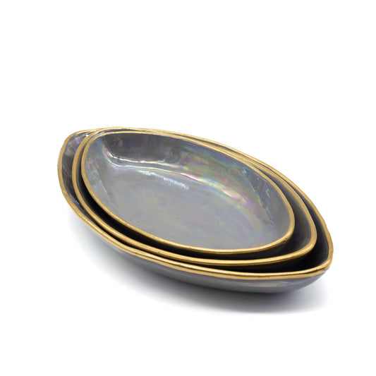Oval Serving Pearl Grey Set of 3