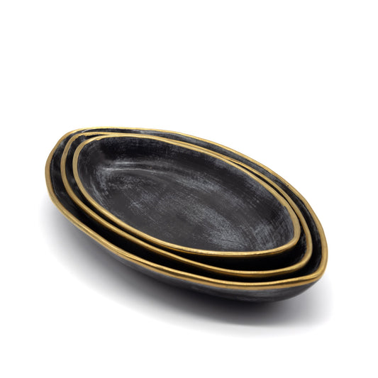 Oval Serving Black Set of 3