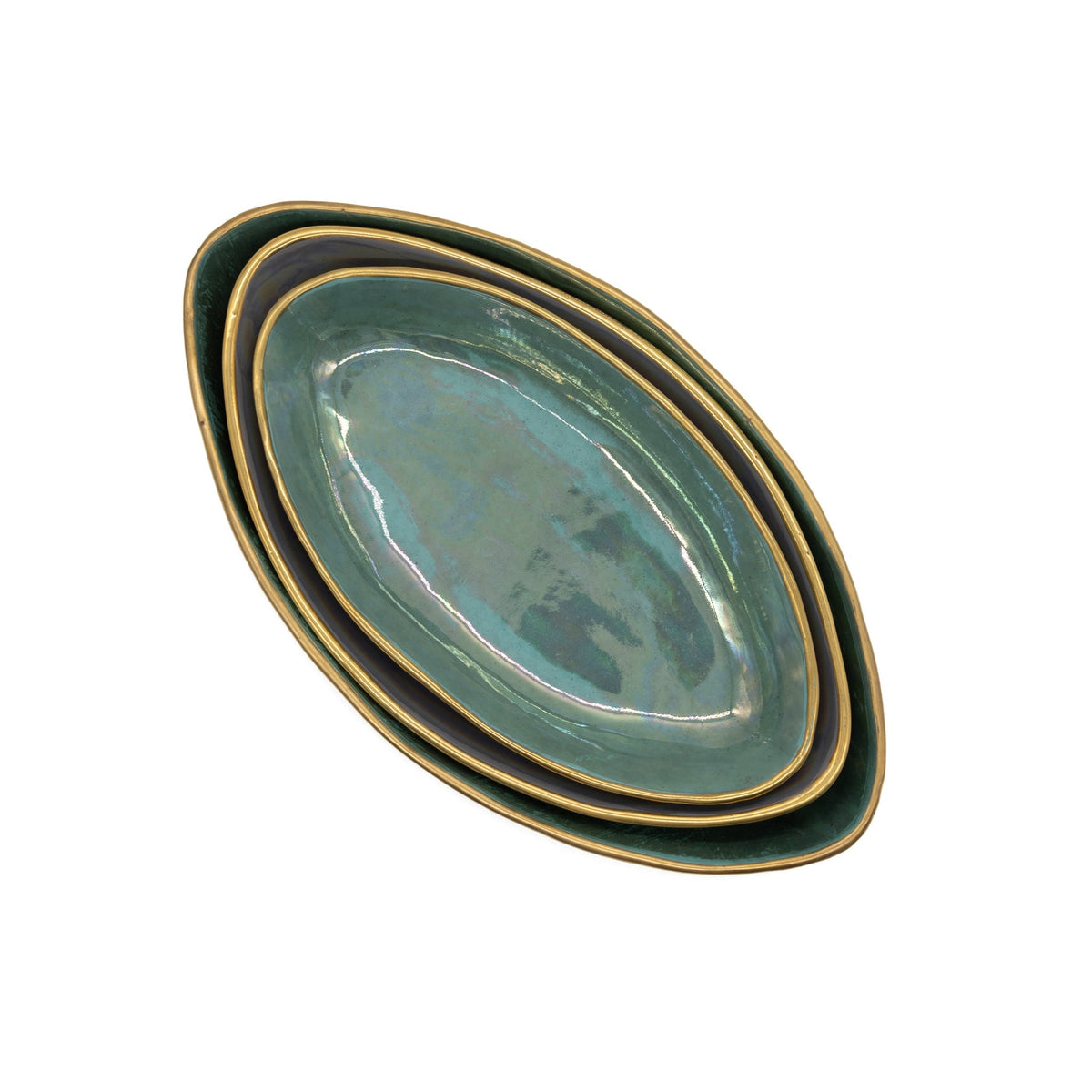 Oval Serving Mint Blue Set of 3