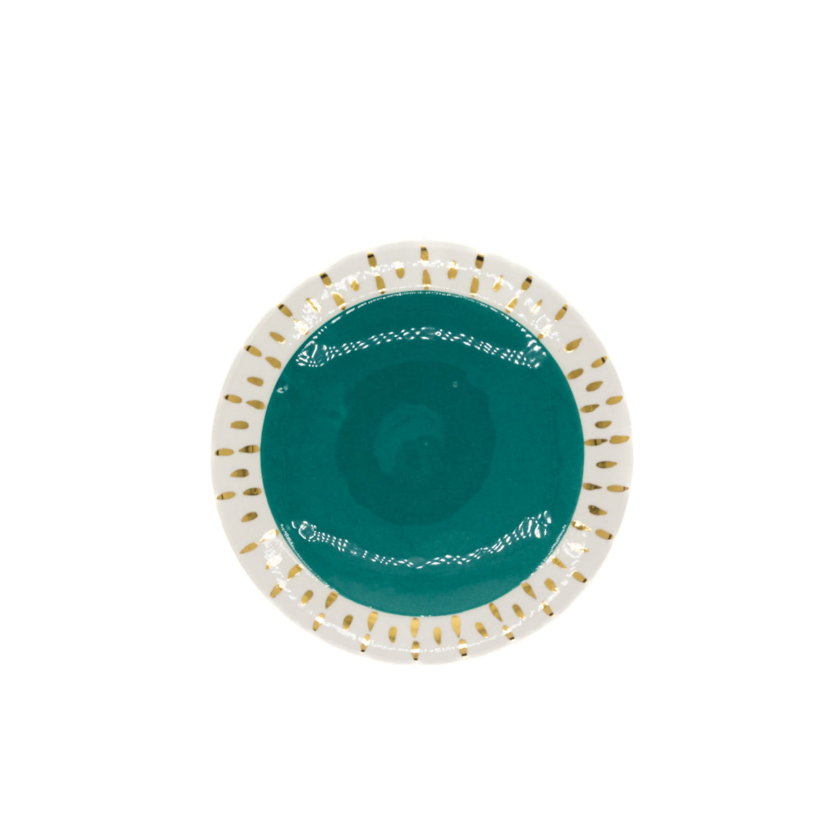 Dessert Plates Green and Gold  Set of 6