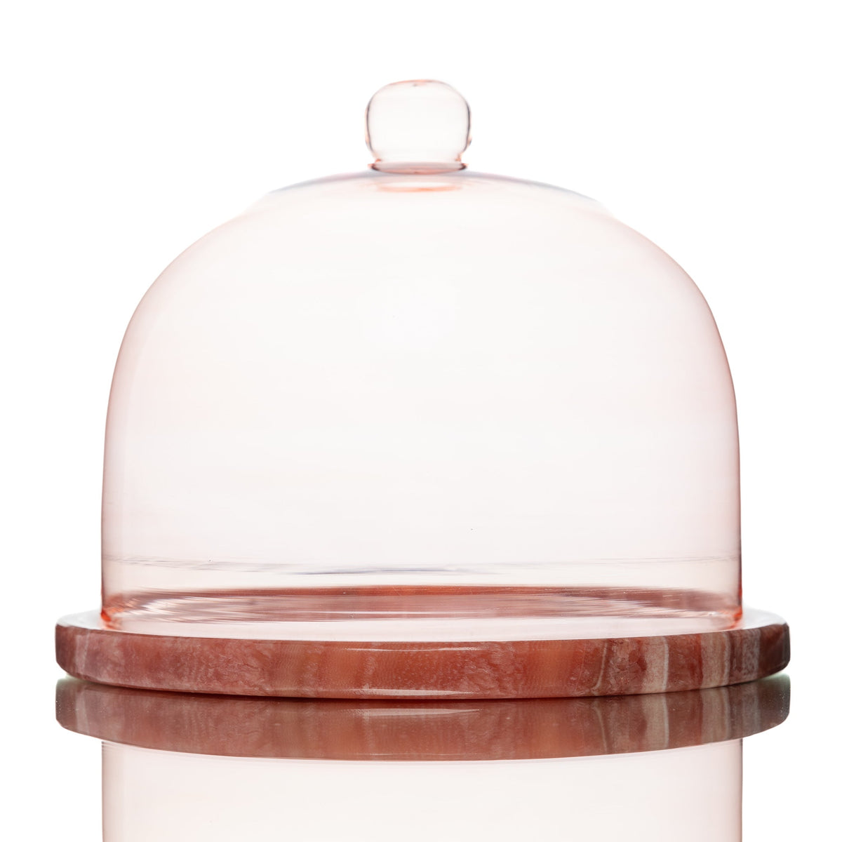 Cake Dome With Coral Alabaster Platter