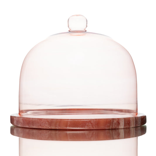 Cake Dome With Coral Alabaster Platter