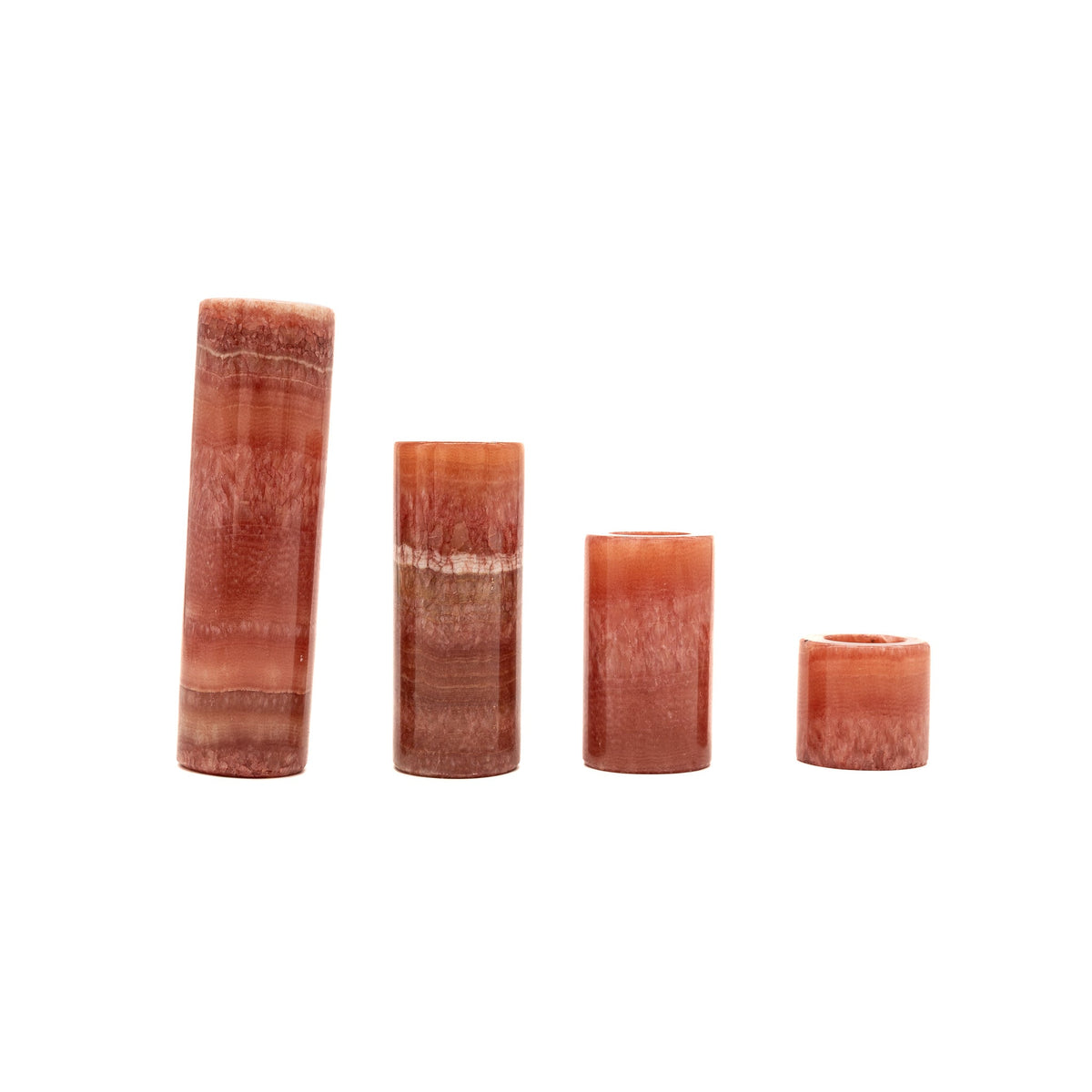 Coral Alabaster Candle Holders Set of 4