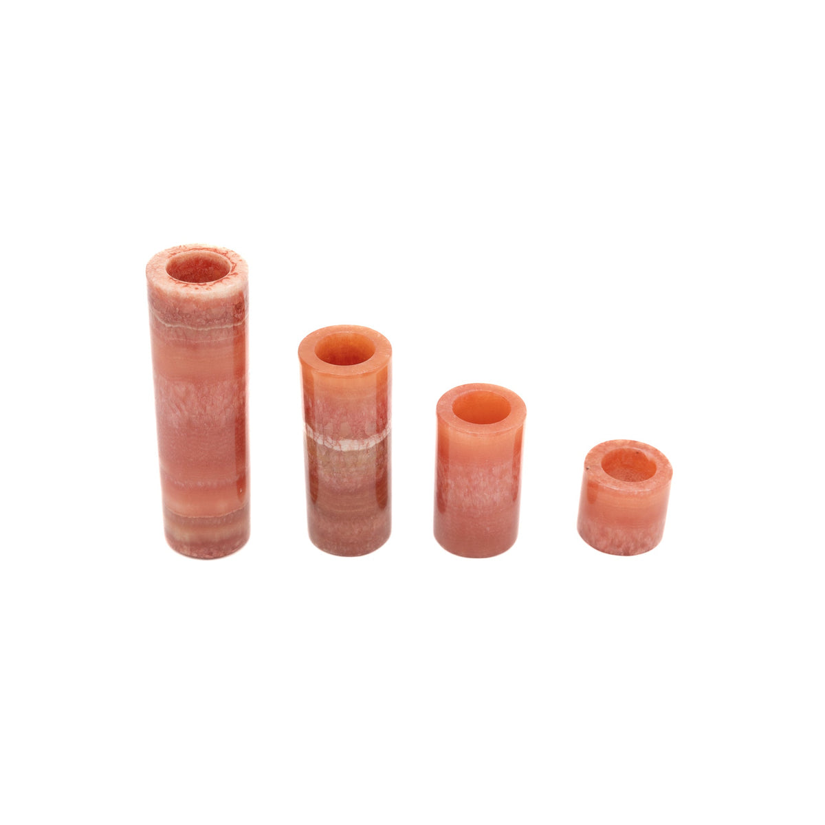 Coral Alabaster Candle Holders Set of 4