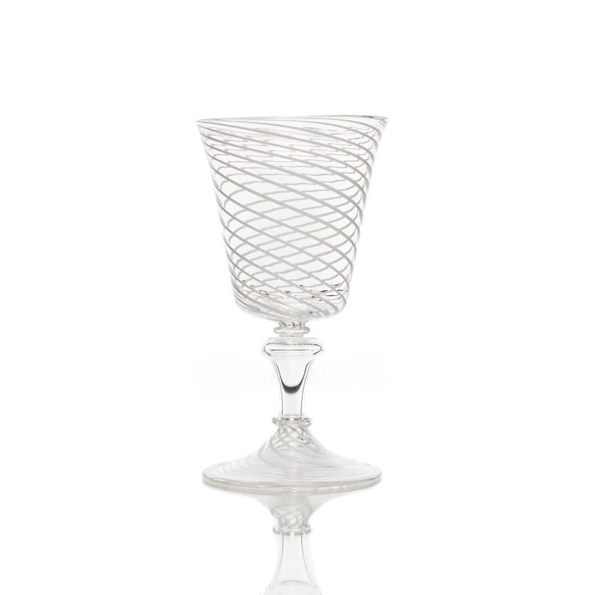 Set of 6 Medium White Striped Wine Glass
