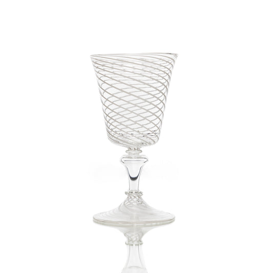 Set of 6 Medium White Striped Wine Glass