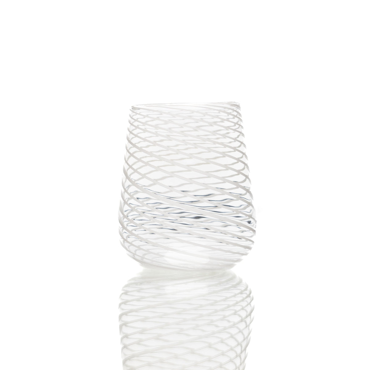 Stripes Tumbler Glass White Set of 6