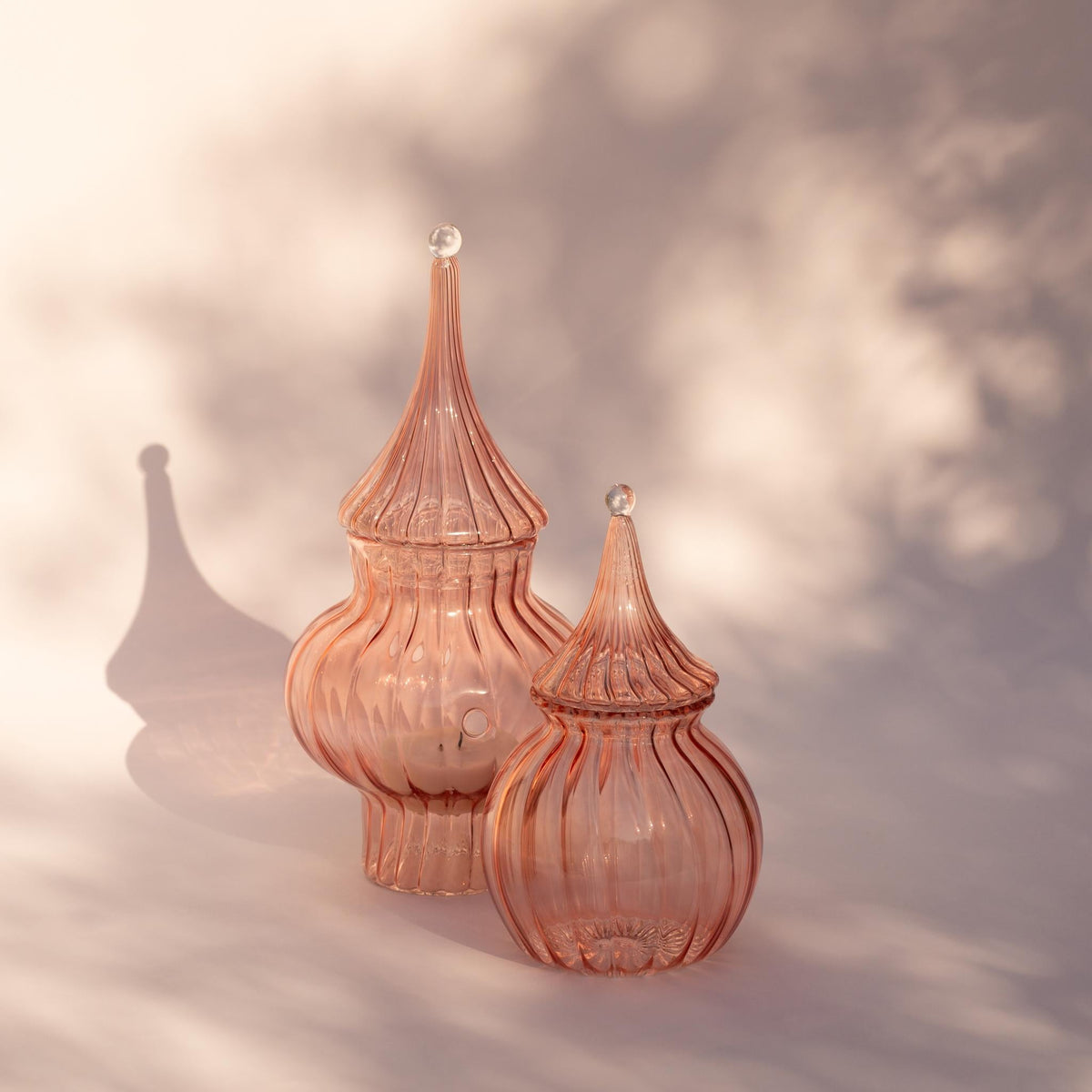 Ribbed Glass Jar set of 2