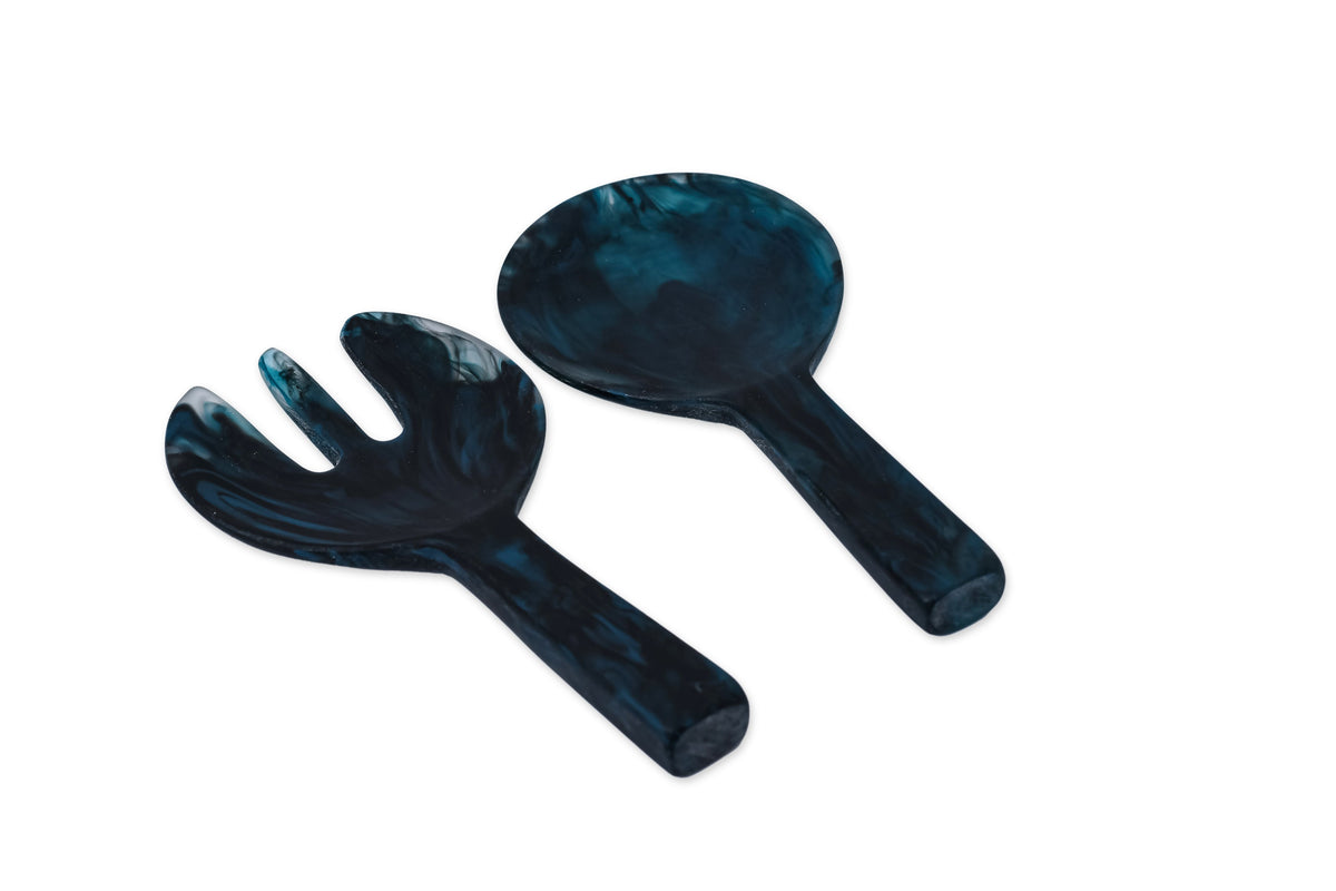 Short Handle Salad Servers Navy Set of 2