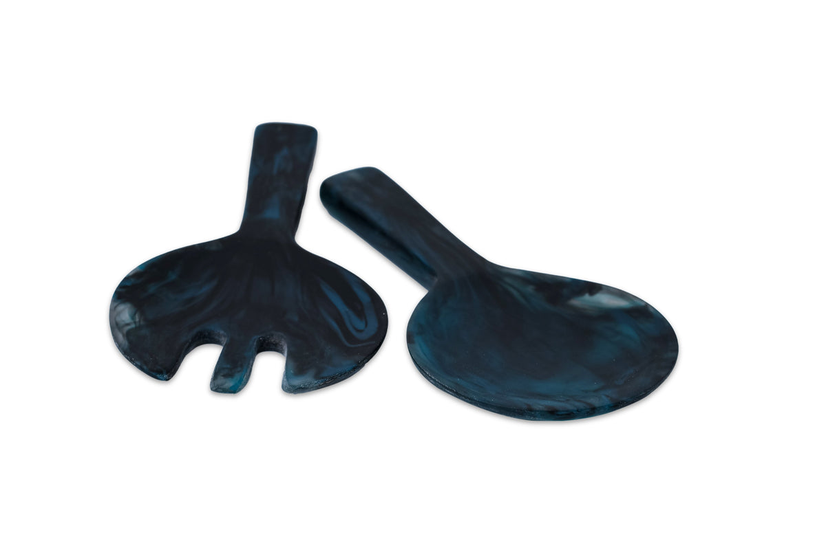 Short Handle Salad Servers Navy Set of 2