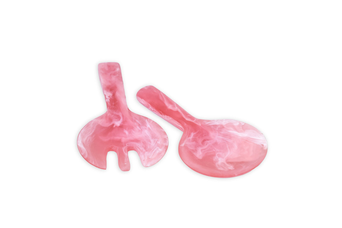 Short Handle Salad Servers Pink Set of 2