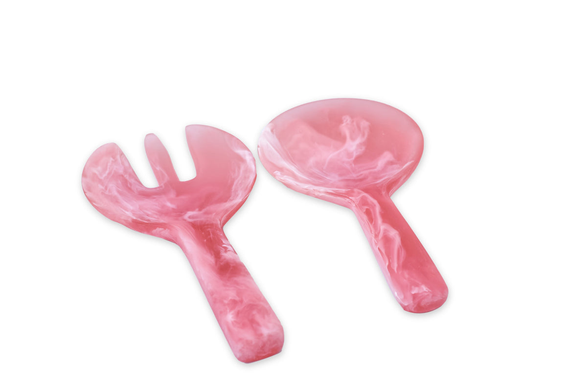 Short Handle Salad Servers Pink Set of 2
