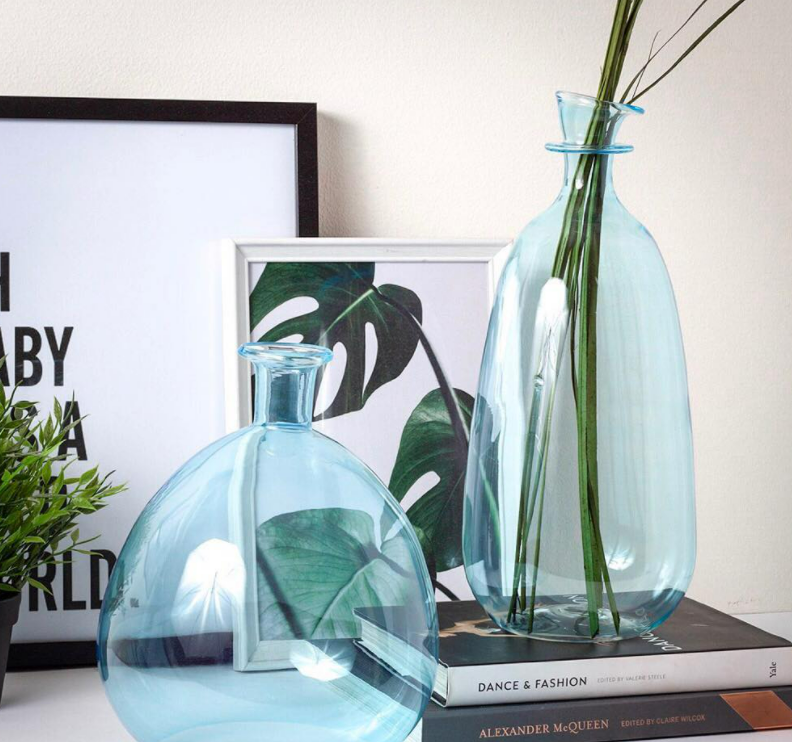 Long Glass Vase Blue
