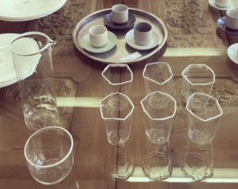 Transparent Carafe with white line on top