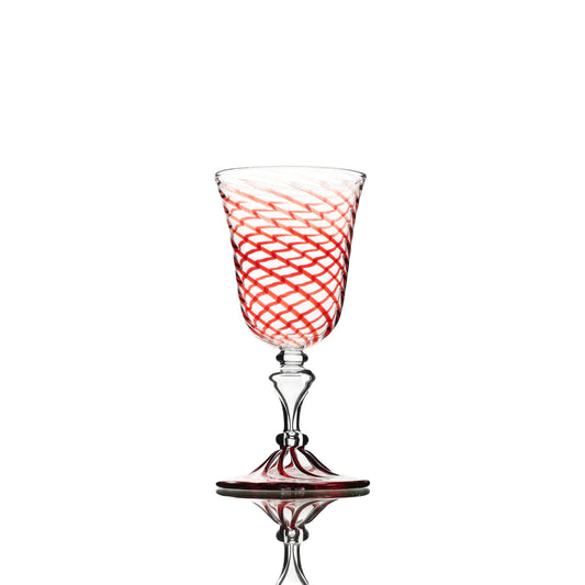 Striped Wine Glass Red Set of 6