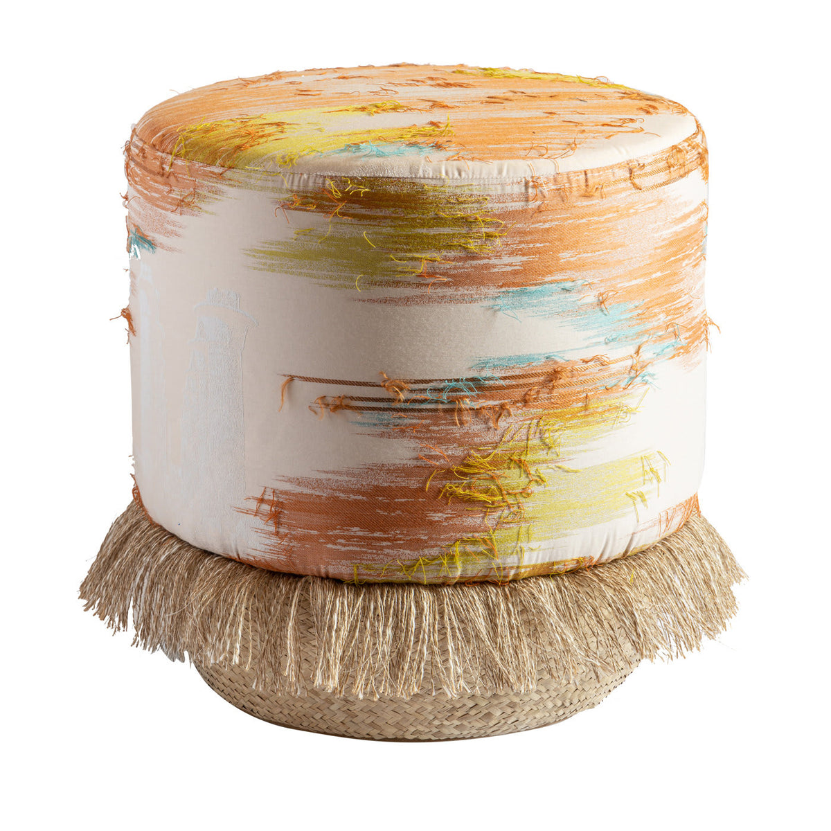 Velvet Natural Strew Pouffe white
