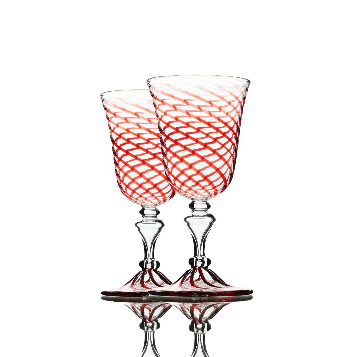 Striped Wine Glass Red Set of 6