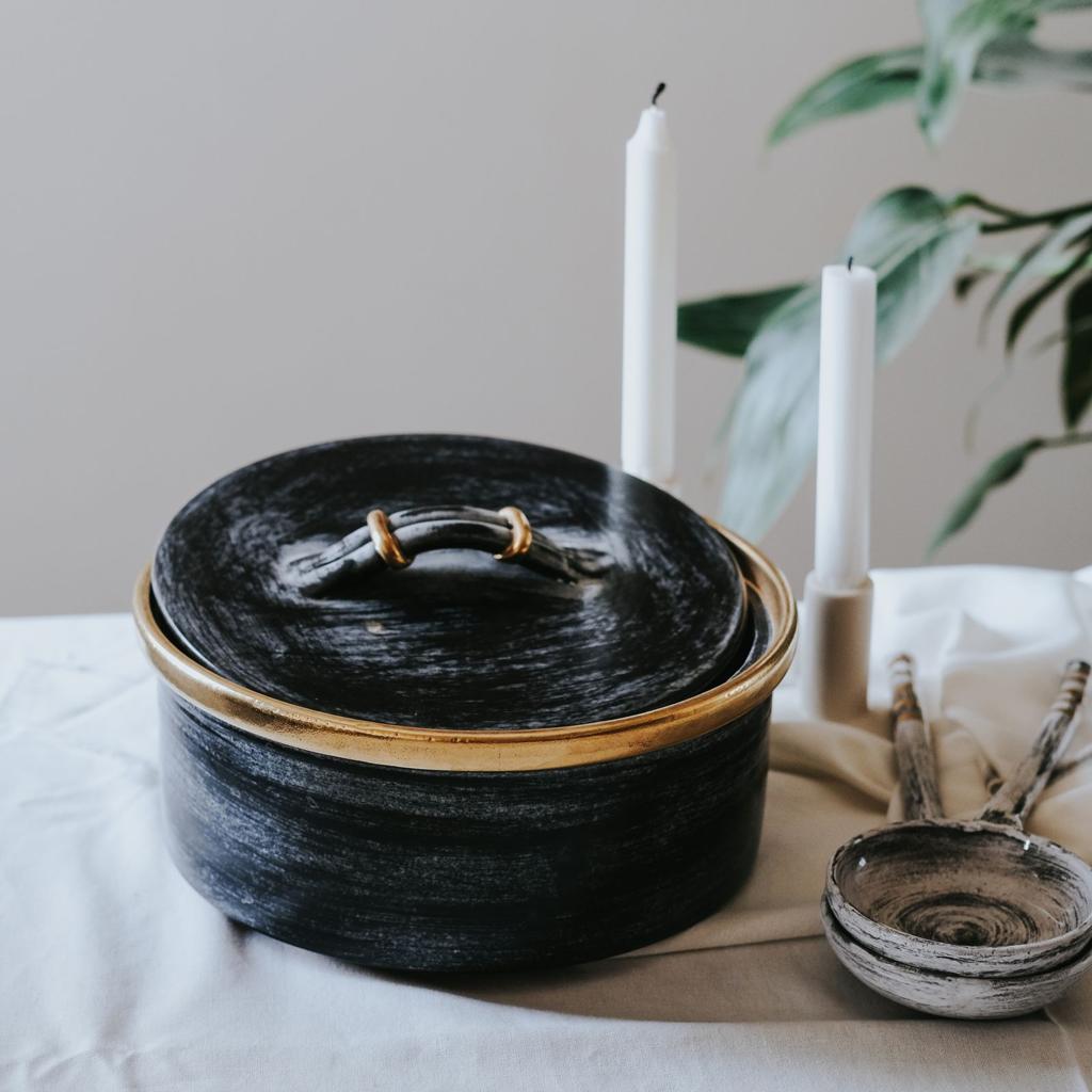 Deep Pot With Lid Black