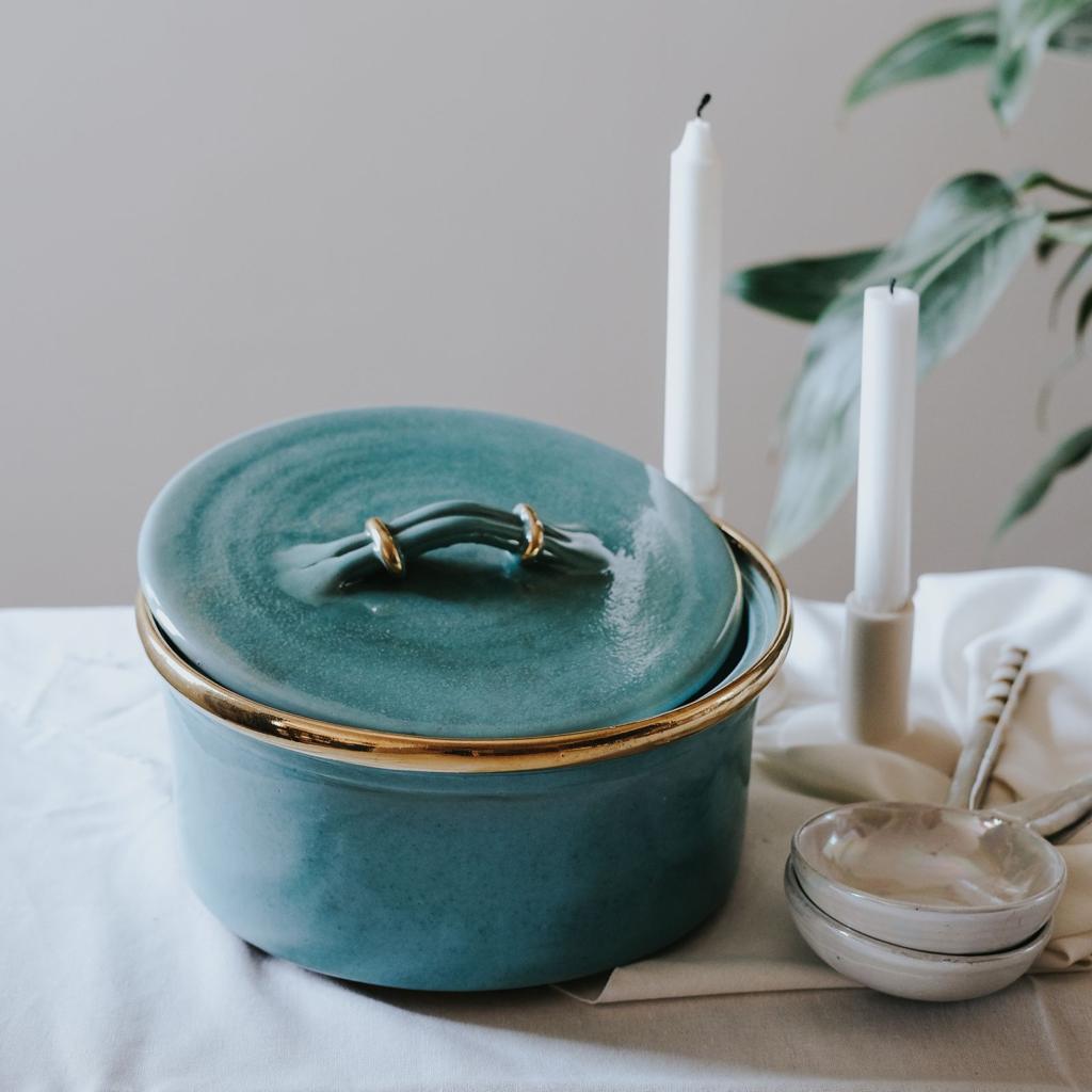 Deep Pot With Lid Mint Blue