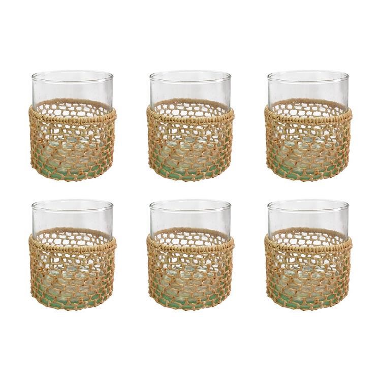 Raphia Braided Recycled Glass Set Of 6