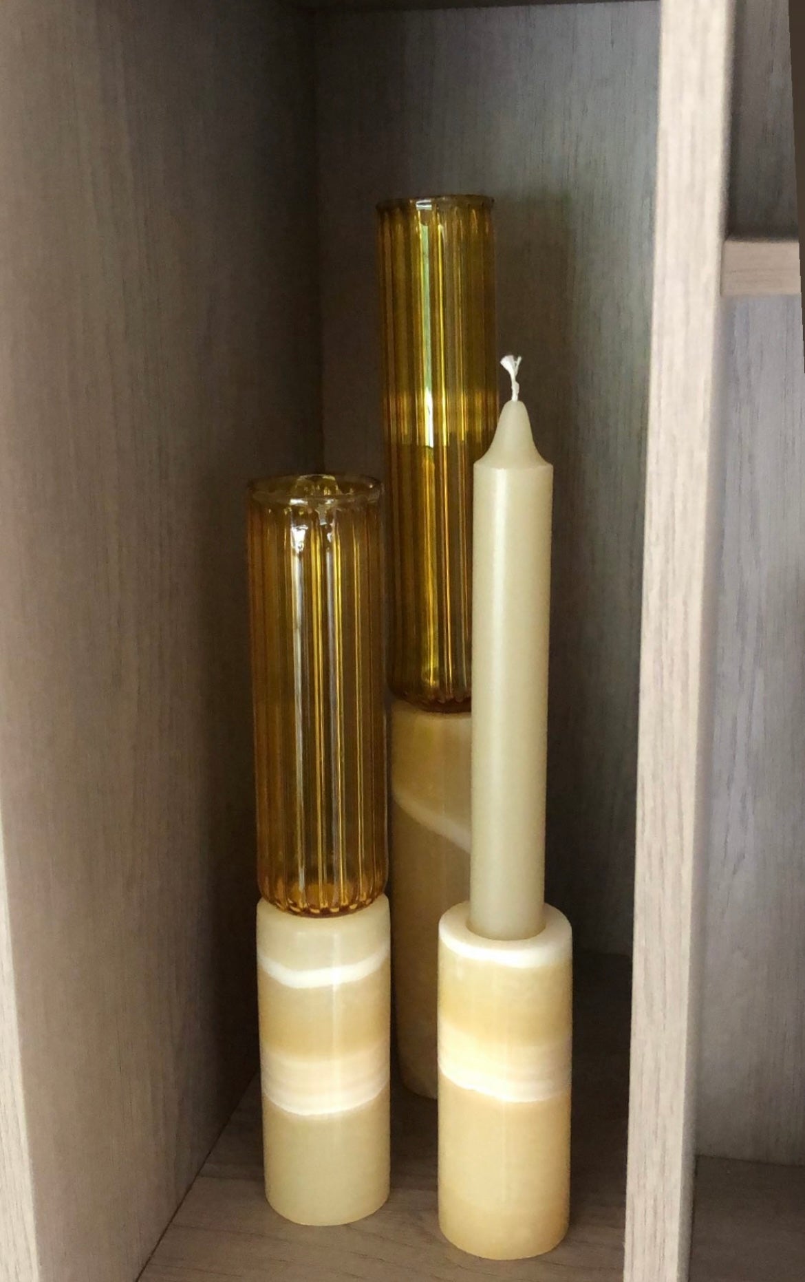 Natural Alabaster Candle Holders Set of 4