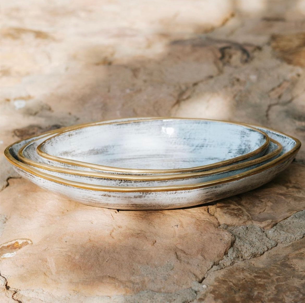 Oval serving platter large White